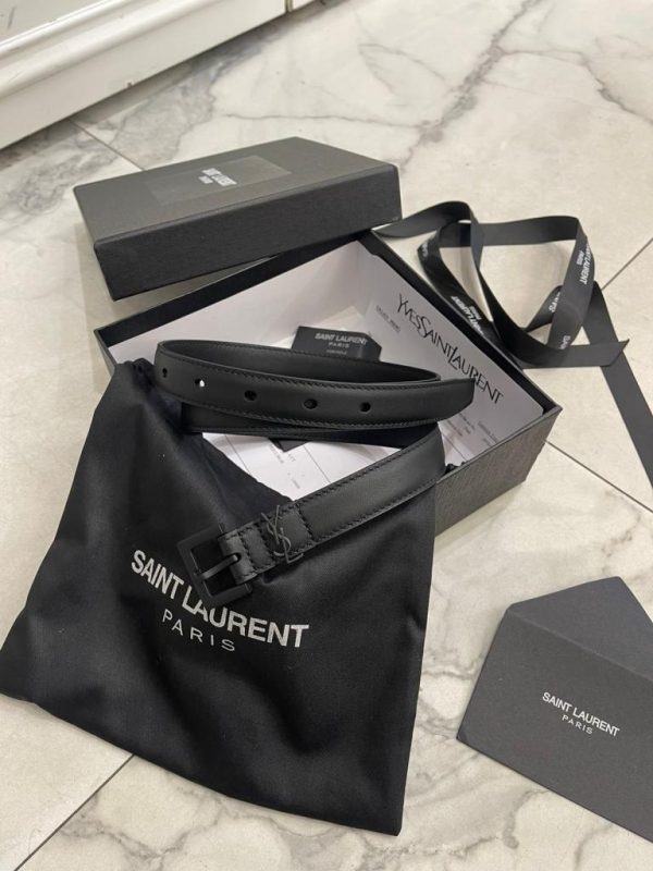 Ремень Yves Saint Laurent 28404 "Черный черное лого шир 2 см"